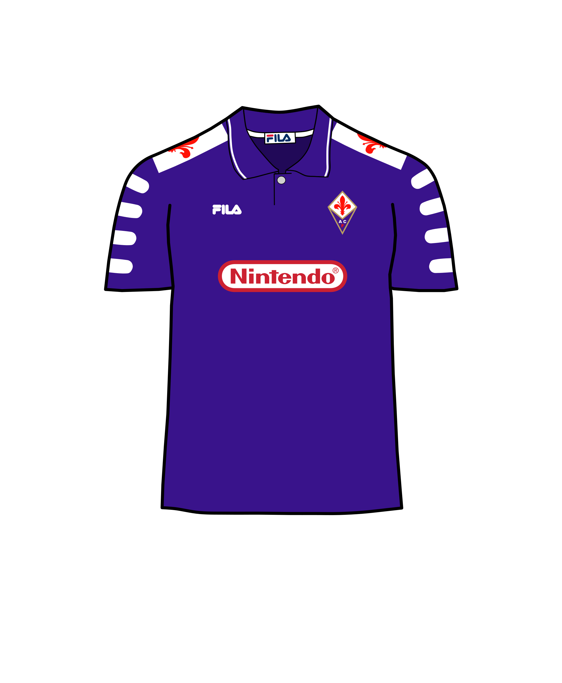Fiorentina's iconic purple football kit, with black shorts, a unique combination born from a color mishap in 1929.