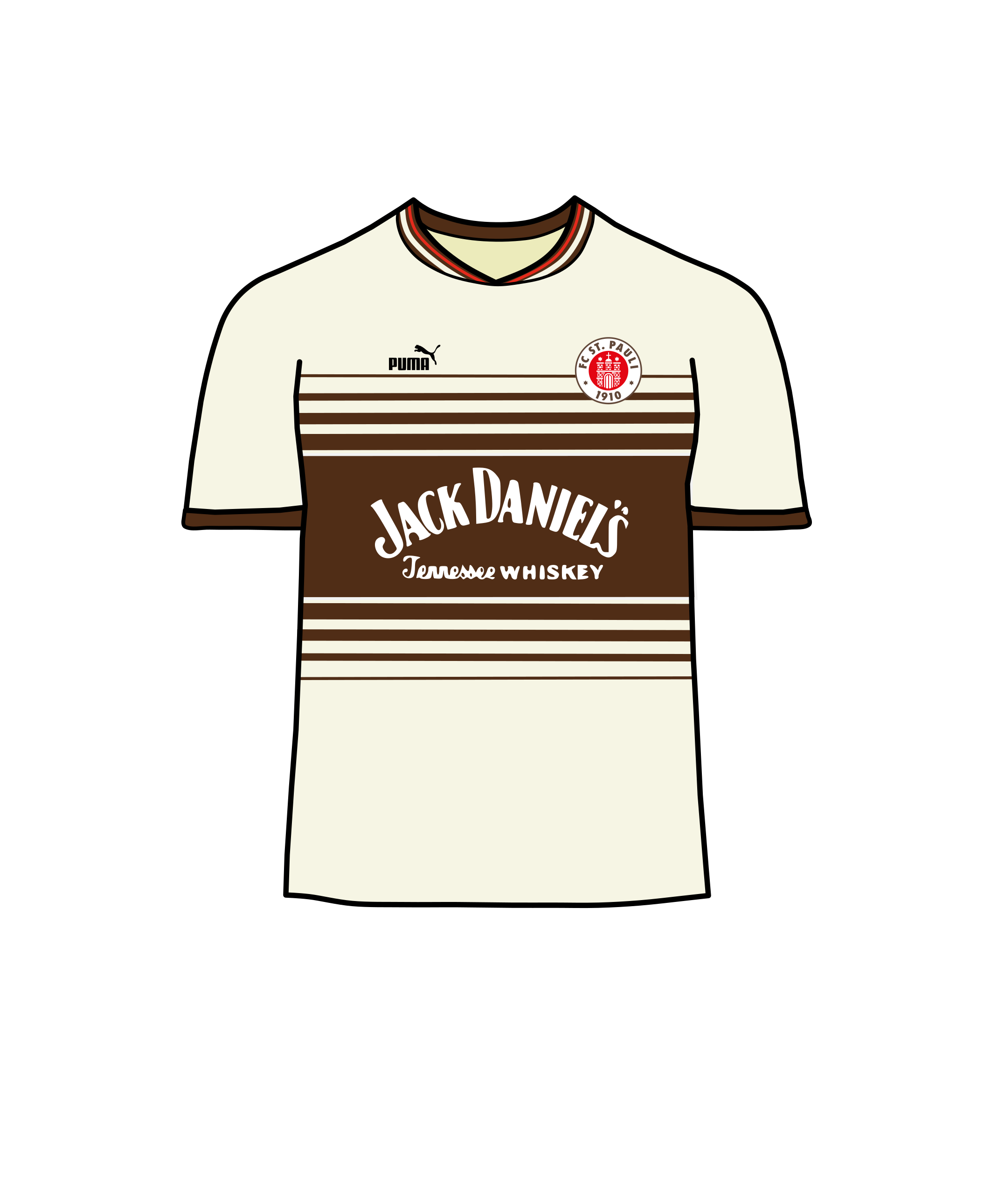 St Pauli has a brown and white kit.